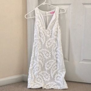 White Lily Pulitzer Lace Crochet Shift Dress
